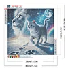 Katze und L&ouml;we - Rundbohrer Diamantmalerei - 40*40cm