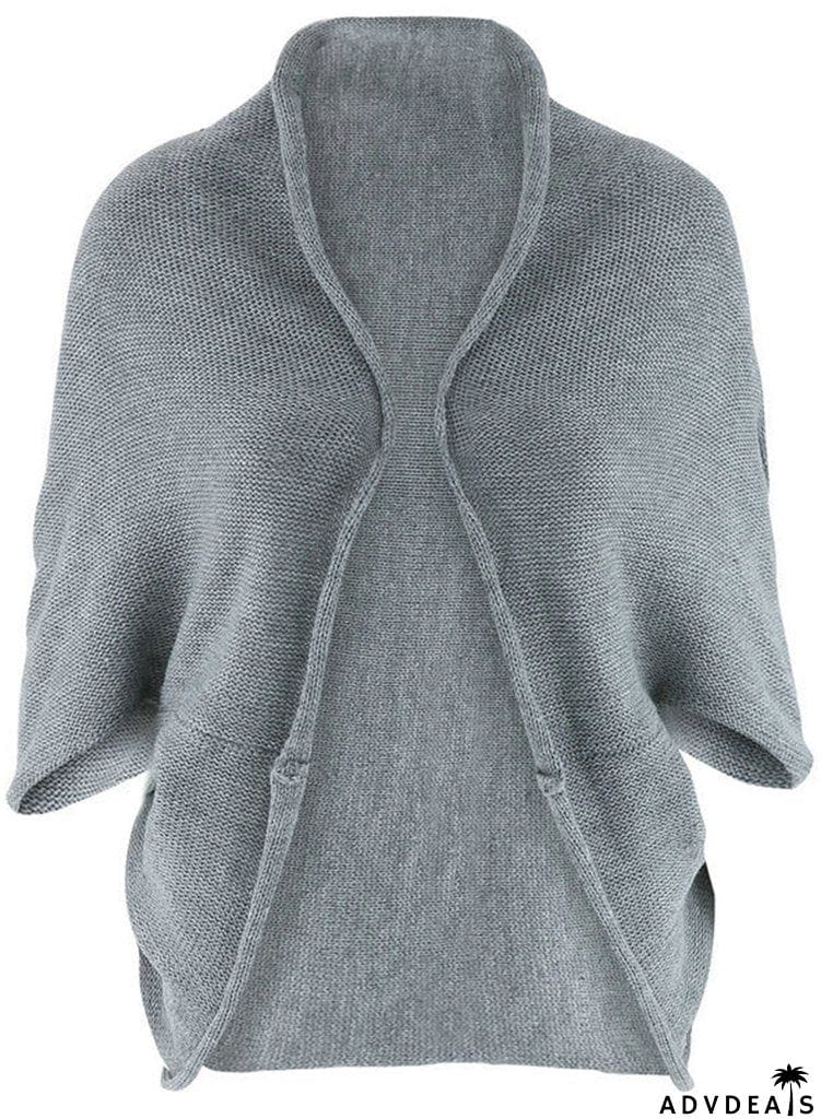 Knit Open Front Batwing Sleeve Sweater Cardigan