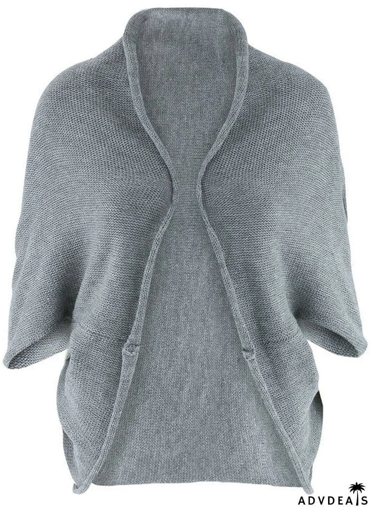 Knit Open Front Batwing Sleeve Sweater Cardigan