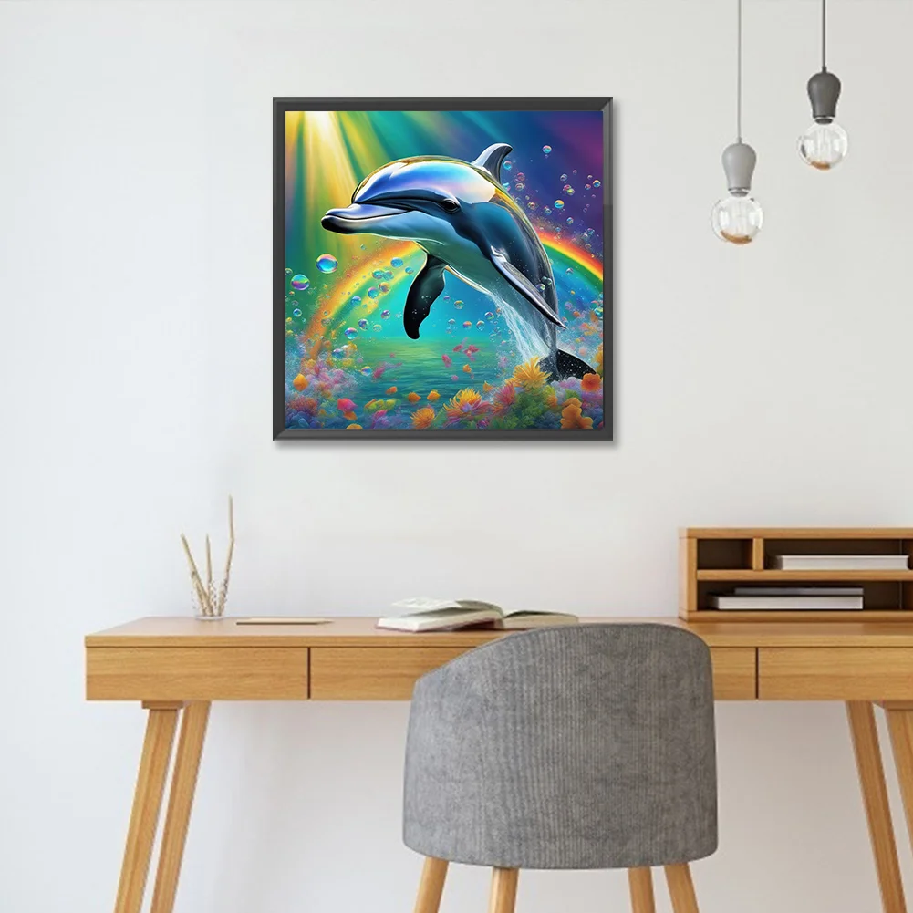 Diamond Painting - Full Round Drill - Dolphin(Canvas|30*30cm)