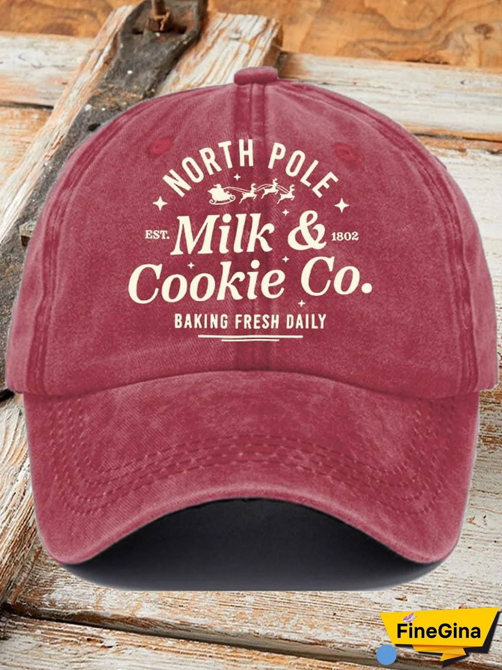 North Pole Milk & Cookie Co. Baking Fresh Daily EST 1802 Christmas Women's Printed Baseball Cap