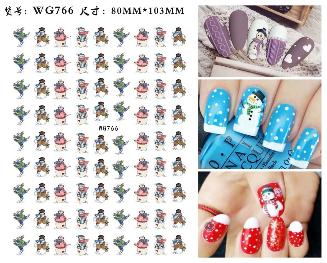 3D Christmas Nail Art Sticker For Kids Tattoo Manicure Accessories Snow Man Gift Tree Deers Santa Claus Slider Nail Decals Decor-Nail Inspo