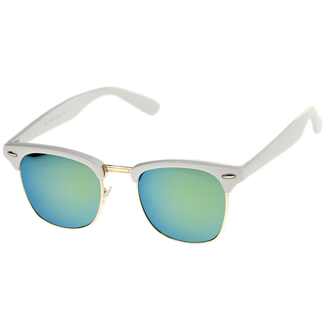 Premium Half Frame Colored Mirror Lens Horn Rimmed glasses 50mm