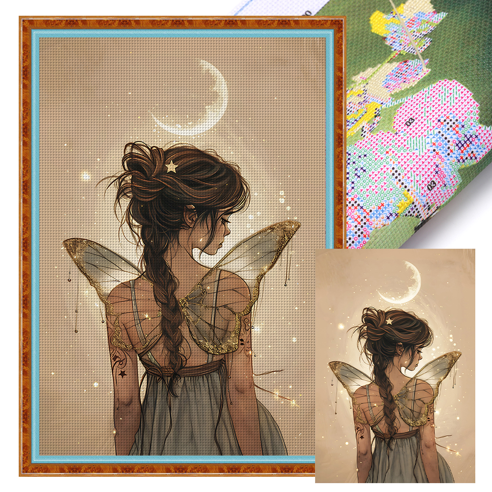 Butterfly fairy Full 11CT Pre-stamped Canvas(40*60cm) Cross Stitch