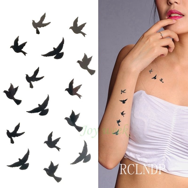 Waterproof Temporary Tattoo Sticker Swallow fly bird Flash Tatoo Fake Tatto arm leg Wrist Foot hand For Girl Men Women kids