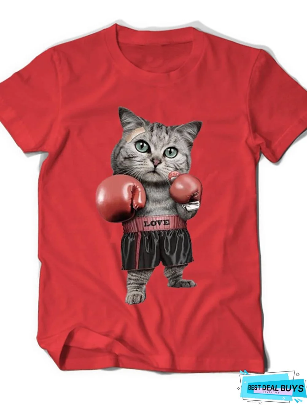 Men's Unisex Tee T-shirt 3D Print Cat Graphic Animal Print Short Sleeve Daily Tops 100% Cotton Basic Round Neck