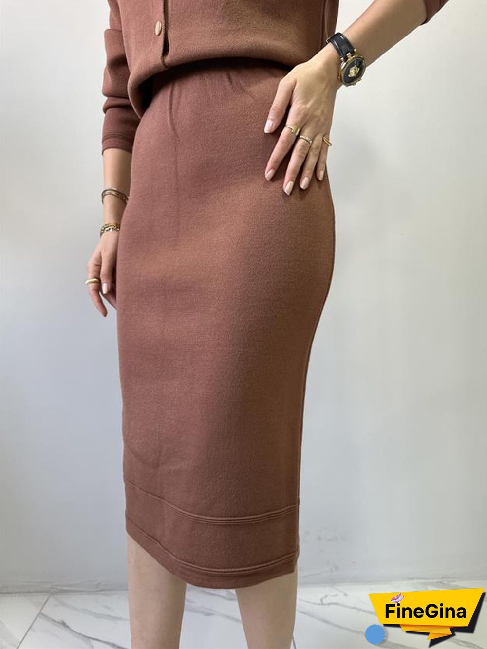 Classy V-Neck Plain Midi Sweater Dress