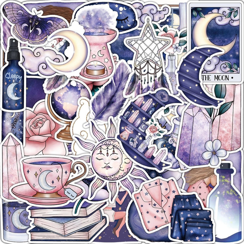 50 Sheets Holographic Magic Doodle Stickers For Phones Water Cups Computers Decorations Waterproof Cartoon Stickers For Kids