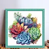 Succulent-18CT Stamped Cross Stitch 25*25cm/9.84*9.84in tapestrymarket