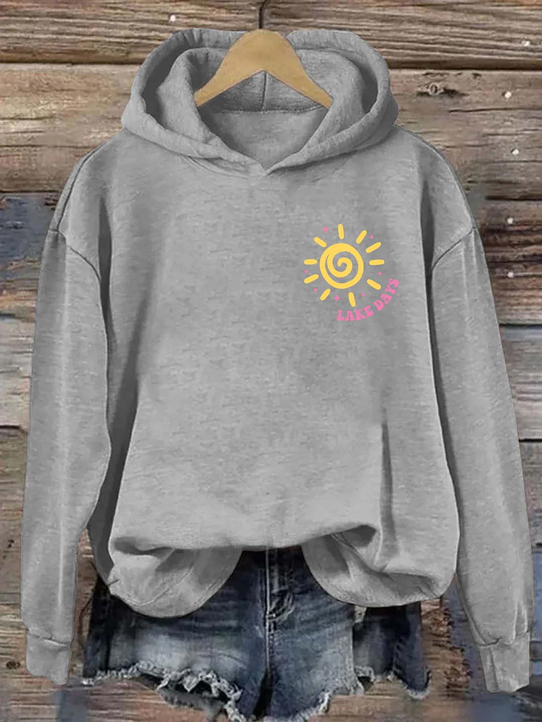Boat Waves Sun Rays Lake Days Hoodie