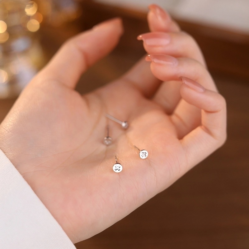 1 Piece 925 Sterling Silver Cross Ear Studs