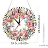 Rosa Kranz 2D flache DIY-Acryl-Diamantmaler-Uhrenanh&auml;nger mit Uhrenfunktion 9,65x9,65 Zoll f&uuml;r W&auml;nde oder Fensterdekorationen zu Hause
