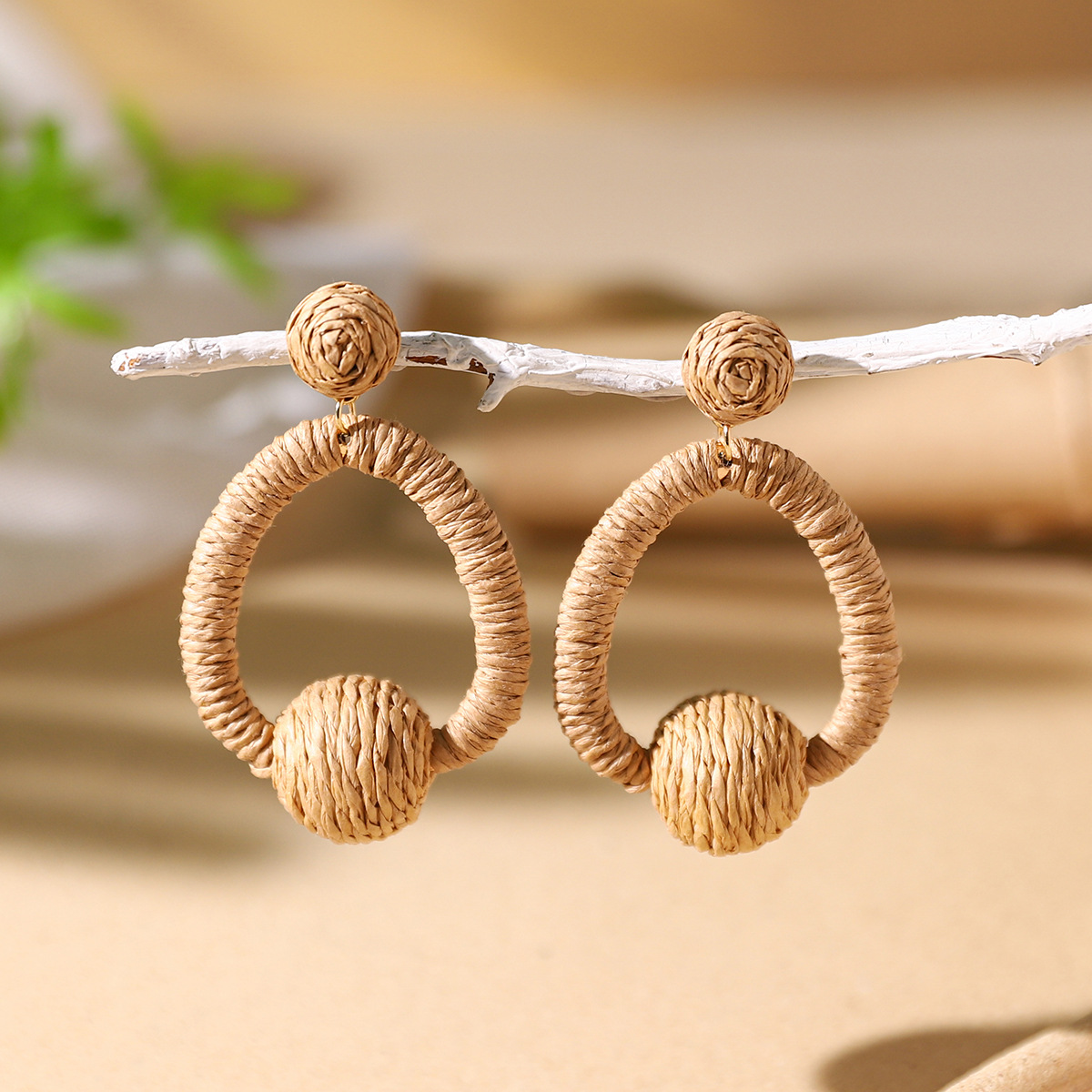 Women's Holiday Bohemian Style Raffia Hand-woven Earrings