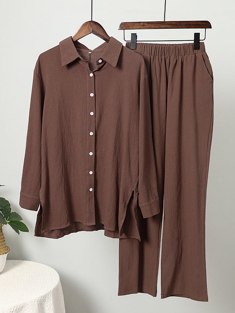 Shirt Elastic Waist Pants 2-Piece Sets