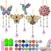 5Pcs DIY Diamond Painting Wind Chimes Crystal Window Suncatcher Craft Set Birthday Gifts Home Garden Decor