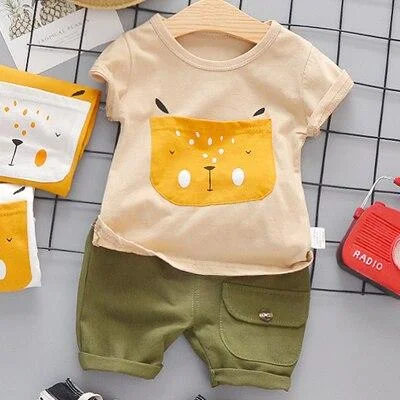 Baby Boys Clothing Toddler Boy 2021 Cute Summer Casual Clothes Set Cartoon Dog Top Green Shorts Suits Kids Clothes 1-4 Years