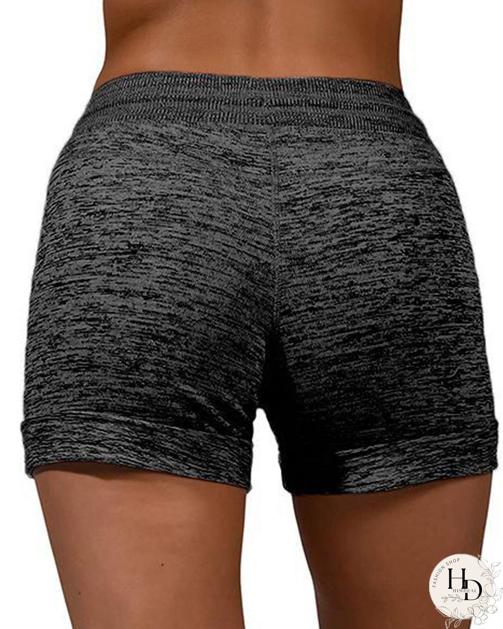 Solid Color Splicing Flag&Letter Print Drawstring Short Pants