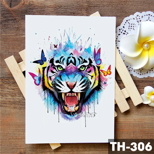 Sdrawing Geometric Rose Fox Wolf Waterproof Temporary Tattoo Sticker Swan Elk Animals Flash Tattoos Body Art Fake tatoo