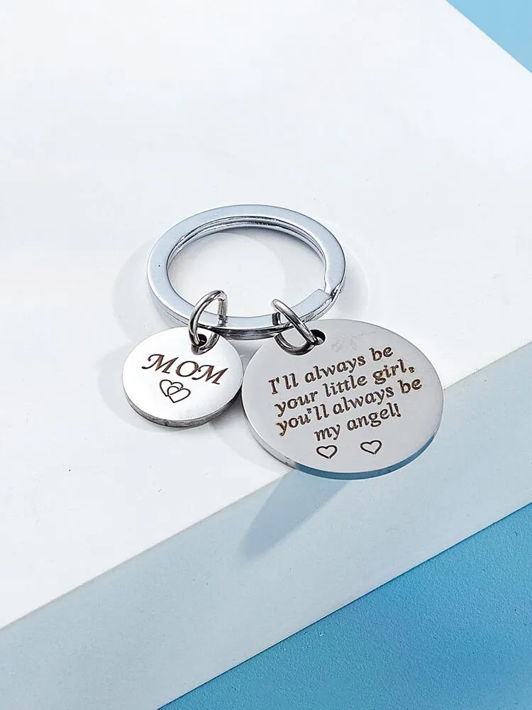 Slogan Design Round Charm Keychain