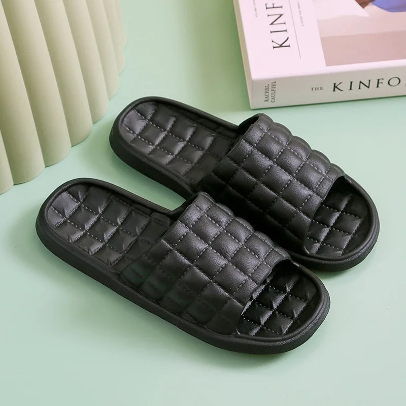 Women Indoor Home Slippers Summer Soft Comfortable Non-slip Flip Flops Bath Slippers Couple Family Flat Shoes Hotel Sandals