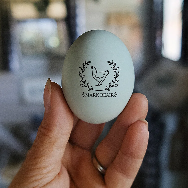Backyard Chicken Egg Carton Stamp, Personalized with Farm Name or Message, Rubber Stamp for Egg Boxes and Farmer&rsquo;s Markets