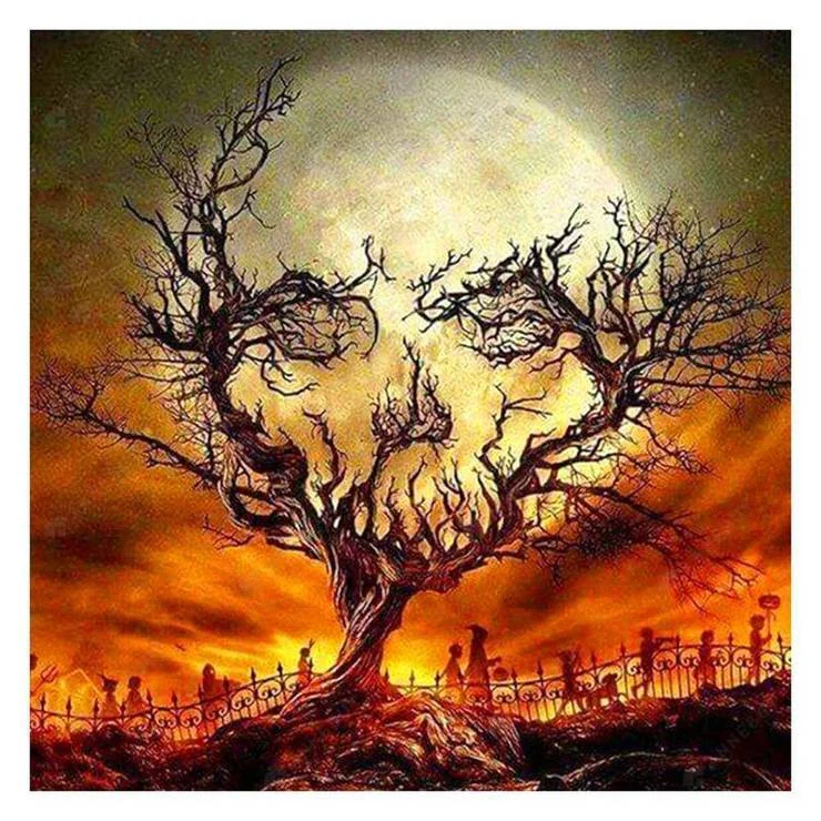 Full Round Diamond Painting Skull Tree Halloween (30*30cm)