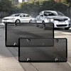 2Pcs Flat License Plate Protective Cover with Screws Caps (Transparent Black)