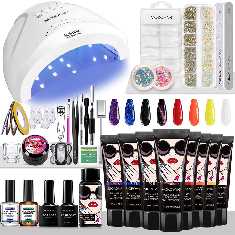 Morovan Poly Nail Gel Kit for Beginners with 48W Nail Lamp PL31
