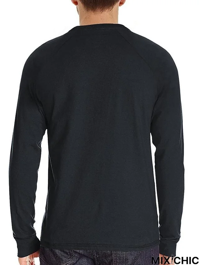 Men's Long Sleeve T-Shirt Solid Color Casual Top Basic Non-Printing Shirt Soft Touch Daily Wear