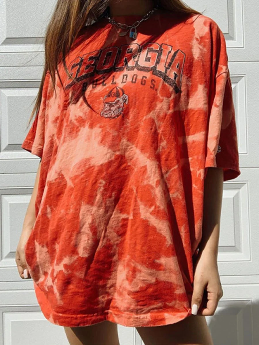 Daisy/Sun Printed Tie Dye T-shirt