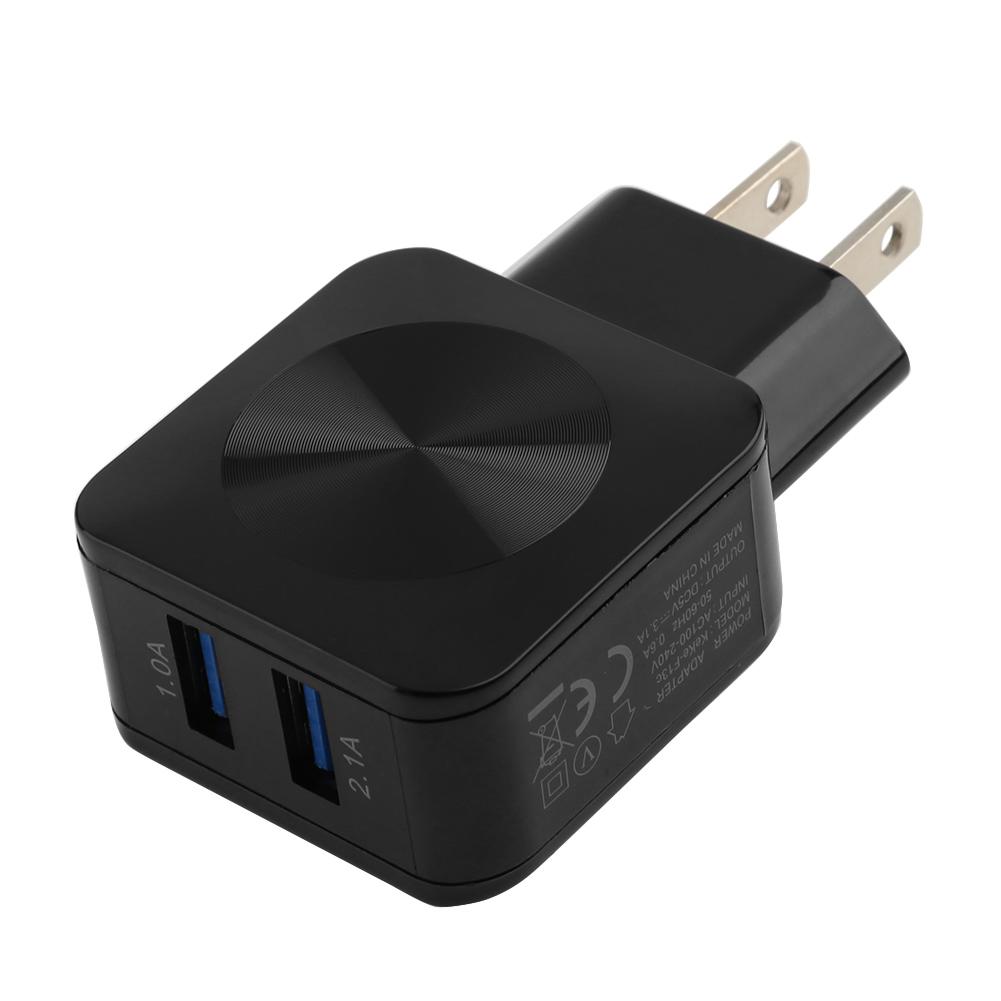 

Travel 5V 2.1A 1A Dual Ports USB Wall Charger Fast Charging Adapter US Plug, Black, 501 Original