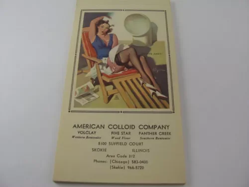 pornhint Pornhint Vintage 1971 Risque Pin Up Pad: "Skirts Ahoy!" American Colloid Co.  Art