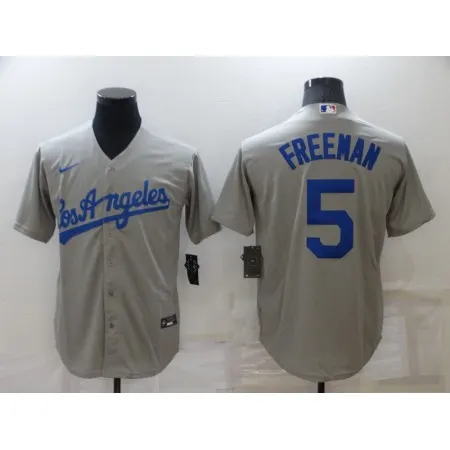 Men's Los Angeles Dodgers #5 Freddie Freeman Grey Cool Base Stitched Baseball Jersey 84G9