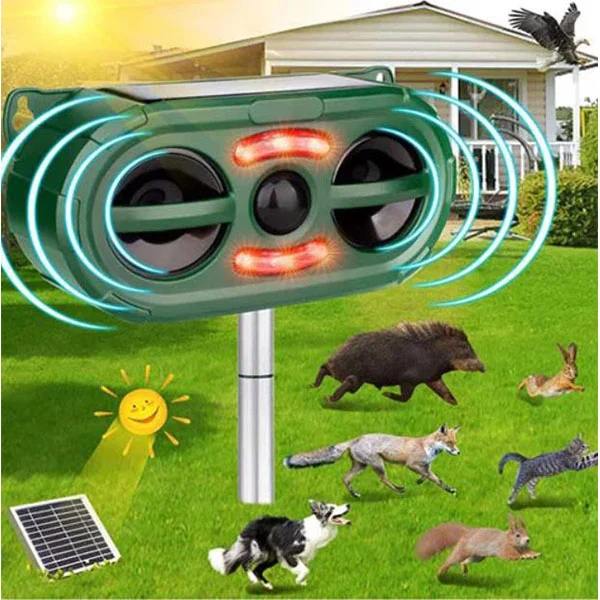 Outdoor Ultrasonic Solar Powered Animal Repellent