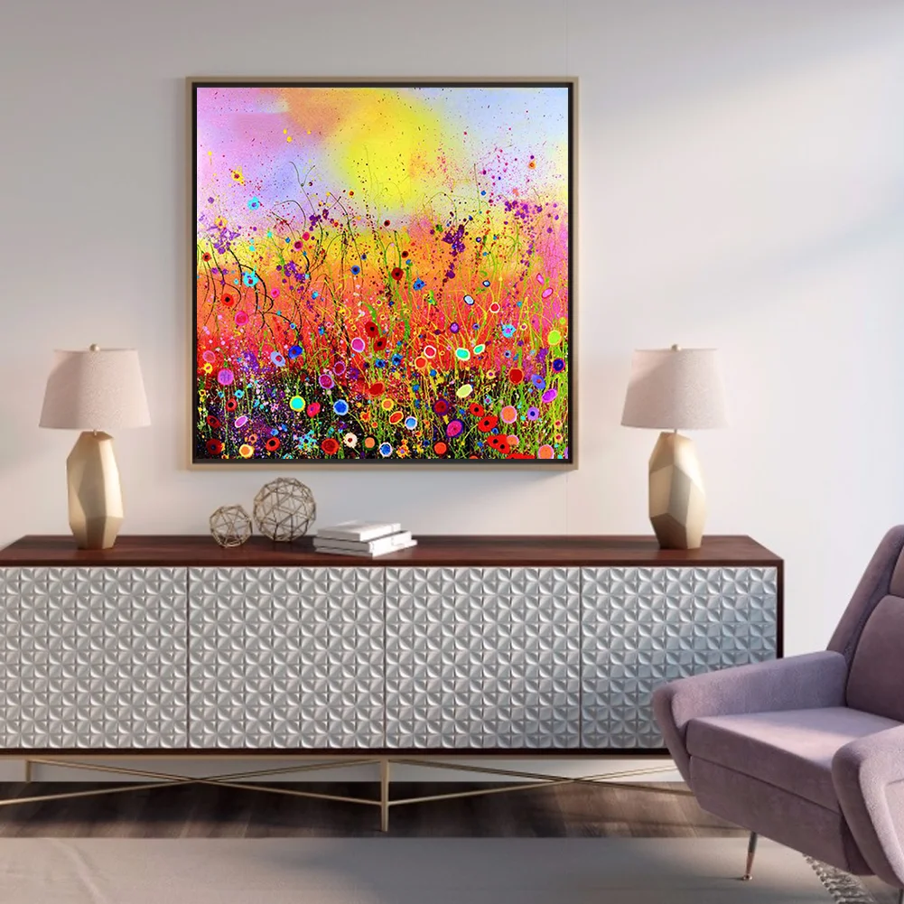 Diamond Painting - Full Round Drill - Color Flower Field(30*30cm)