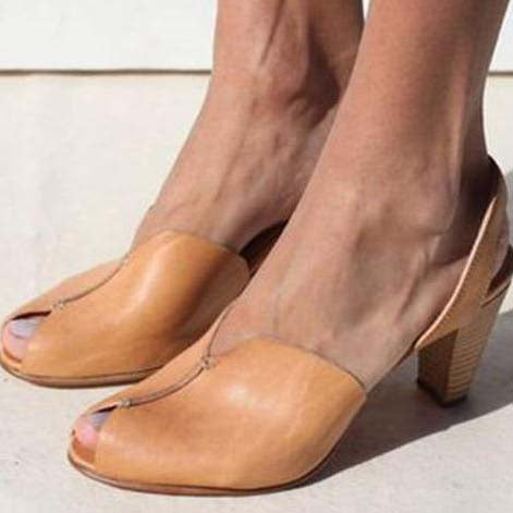 GOOSHOE High Heeled Chunky Open Toe Sandals