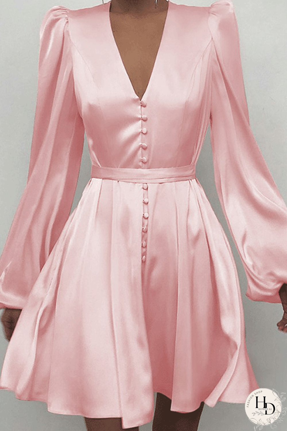 Pink Sexy Print Split Joint V Neck Cake Skirt Dresses