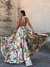 Lace-Up Backless Condole Belt Maxi Dresses