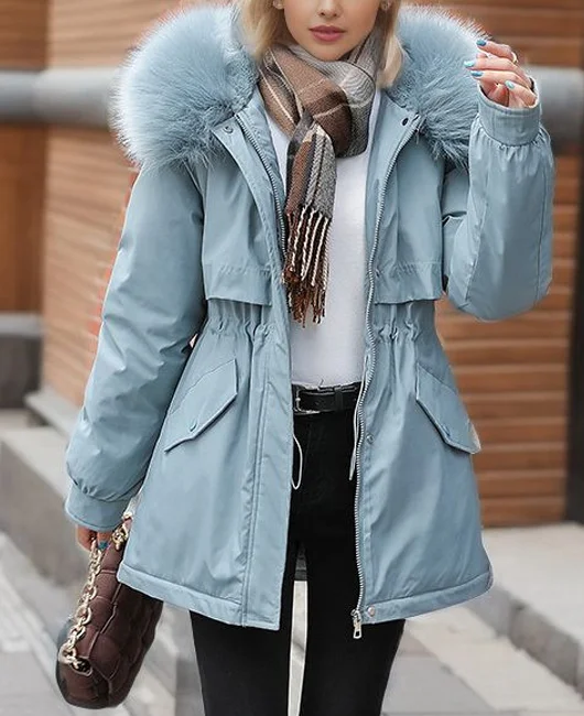 LADYSY Loose Fur Collar Fashionable Down Jacket 