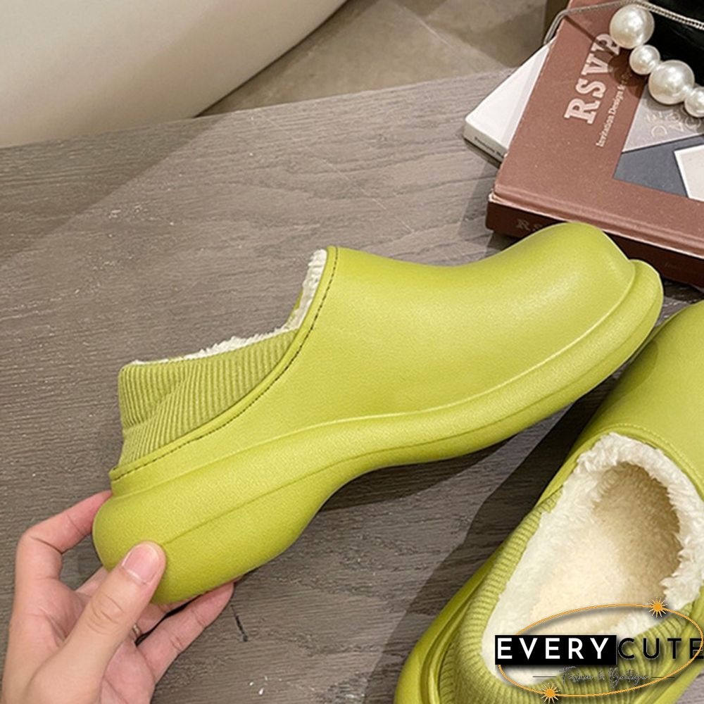 Waterproof Winter Shoes For Women Platform Cotton Slippers Warm Thick Soled Plush Flats Shoes