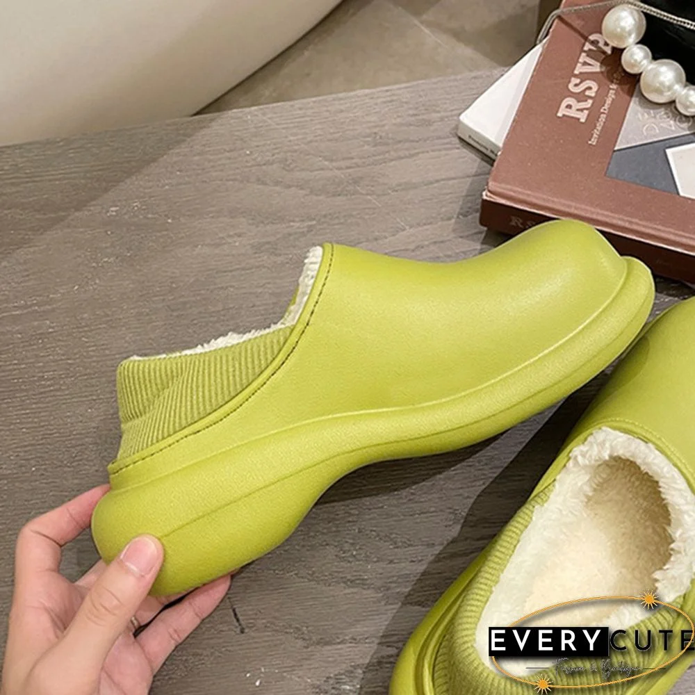 Waterproof Winter Shoes For Women Platform Cotton Slippers Warm Thick Soled Plush Flats Shoes
