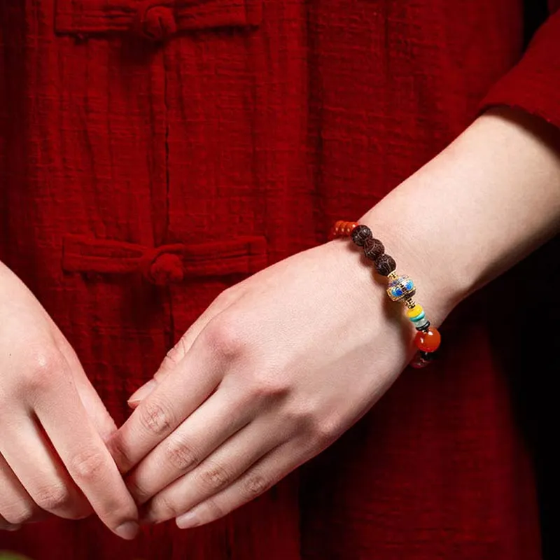 Cinnabar Small Leaf Red Sandalwood Jade Blessing Bracelet