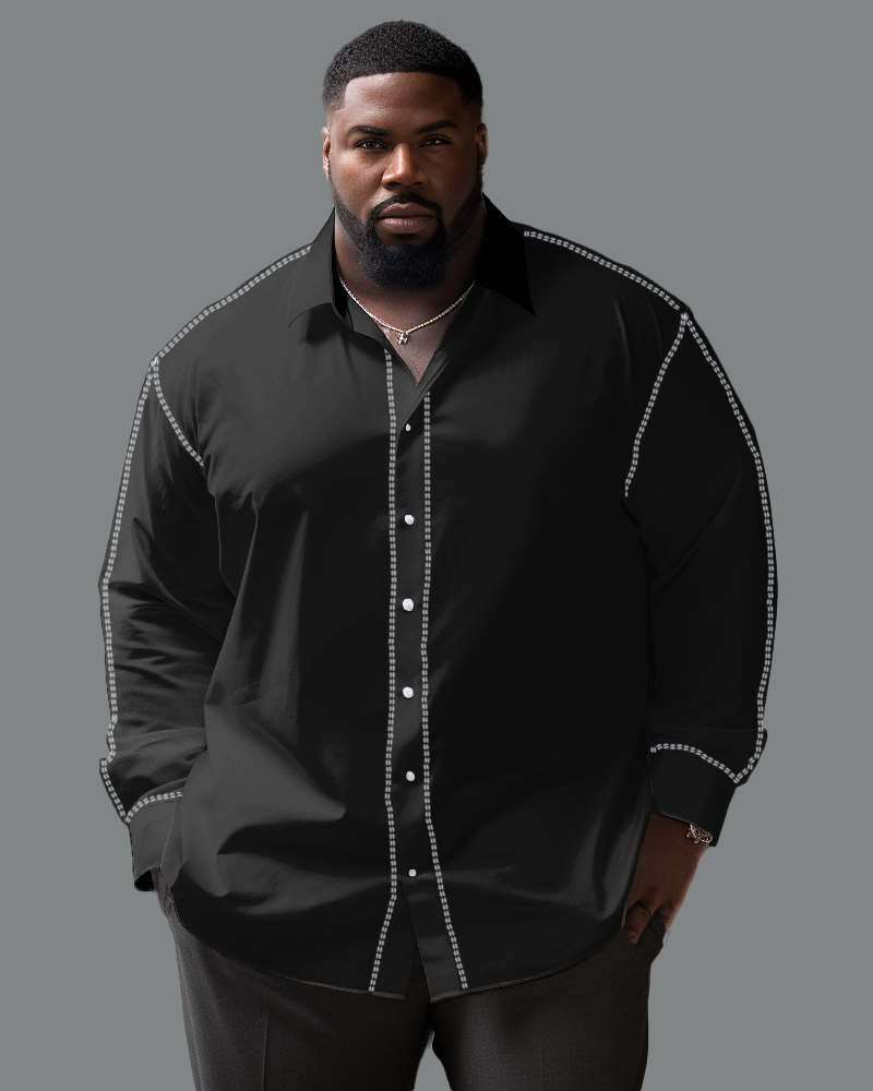 Top-line Design Lapel Long Sleeve Shirt Big Men's 