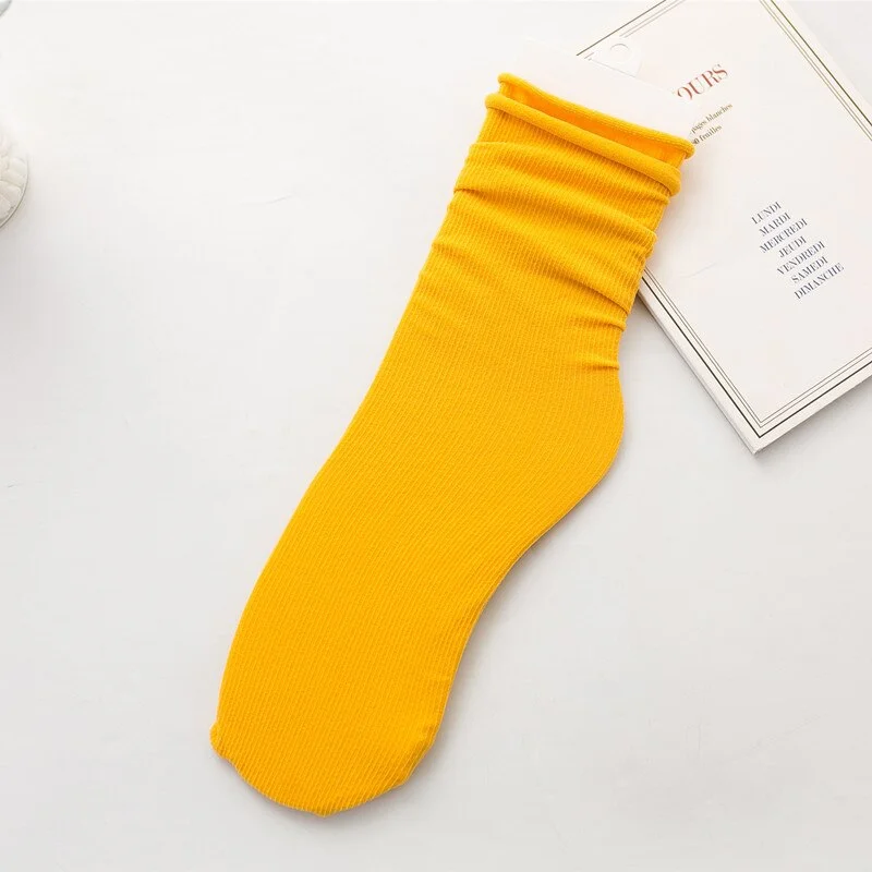 Long Socks Colorful Fashion Heap Heap Socks Women Cute Female Socks for Sandal Girl Sox Calcetines Mujer 10 Solid Candy Color