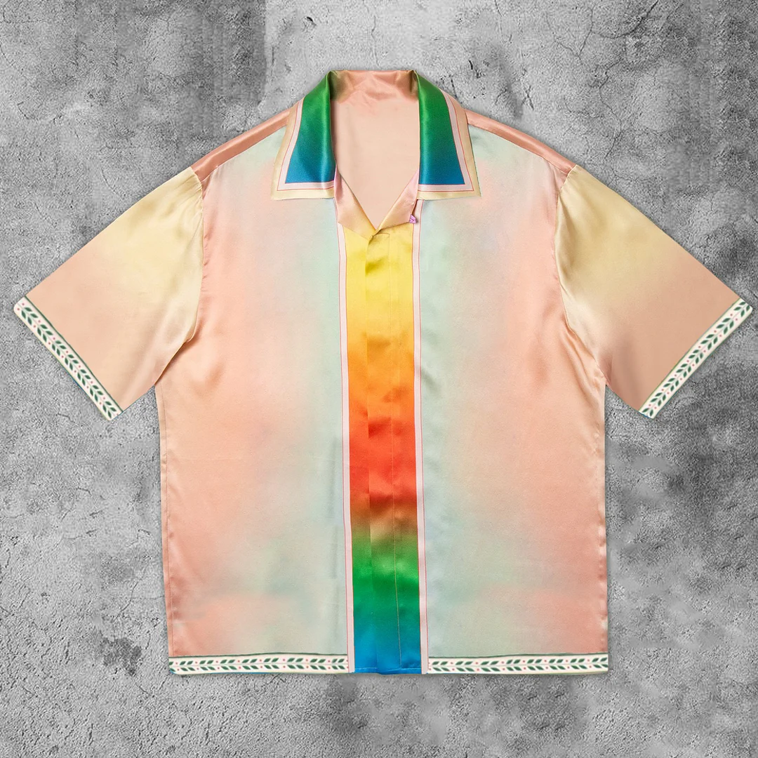 Literary Fan Fashion Print Silky Short Sleeve Shirt