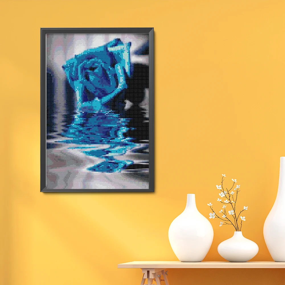 9CT Full Stamped Cross Stitch Bead Embroidery- Rose(Canvas|30*42CM)