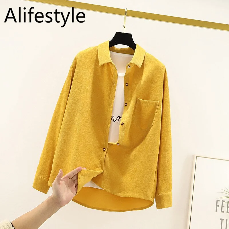 Button Down Shirt For Women Womens Tops And Blouses Womenswear Long Sleeve Ladies Clothing 2020 New Fashion Loose Solid White