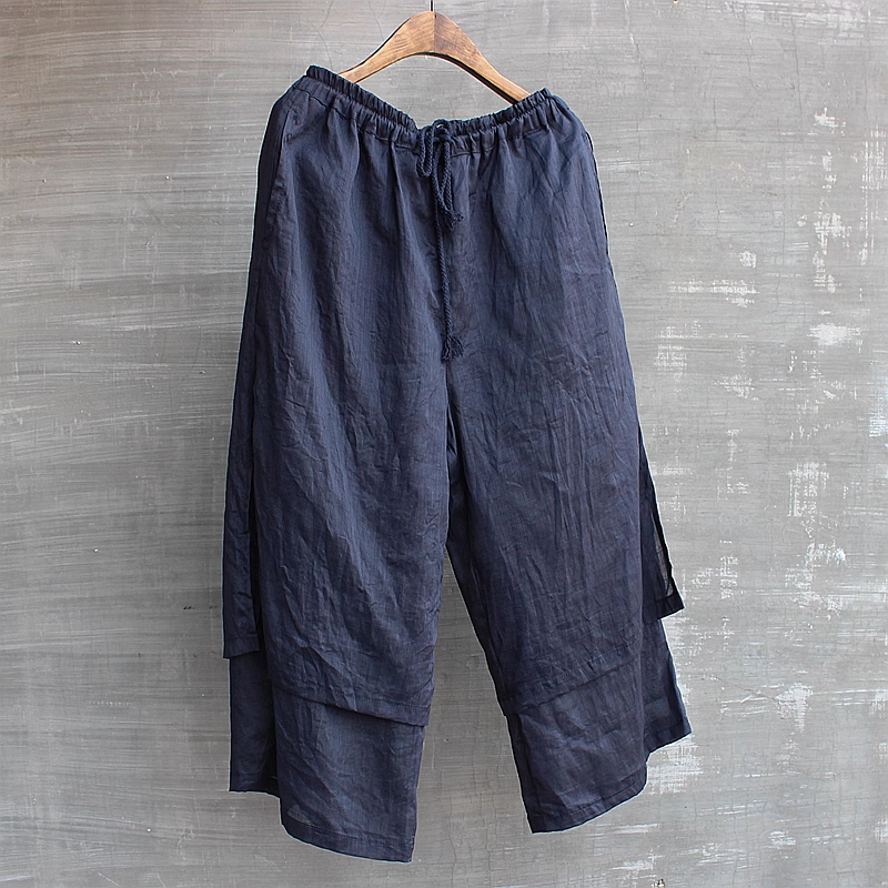 Men's Cotton And Linen Thin Breathable Wide-Leg Casual Pants