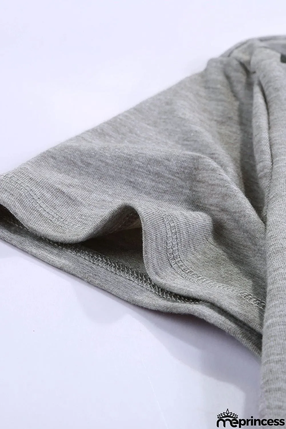 V Neck Stars Print Gray T-shirt