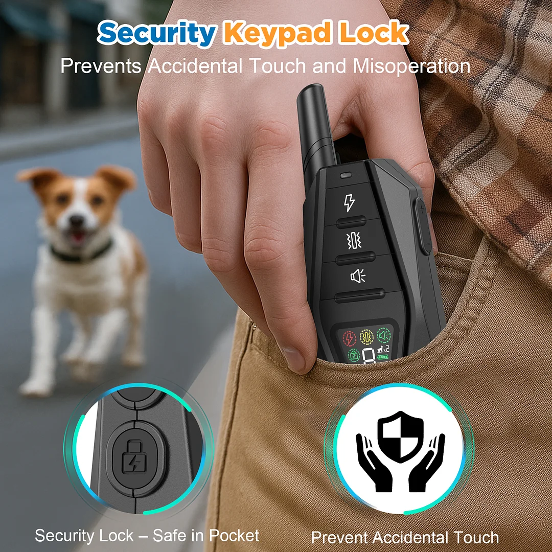 Dog Training Collar with Remote for All Dog Sizes, 1640FT Range IP67-Rated Dog Shock Collar with Beep Vibration Safe Shock, Safety Lock, Reflective Nylon Collar, Rechargeable